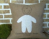 Personalized Burlap Baby Pillow