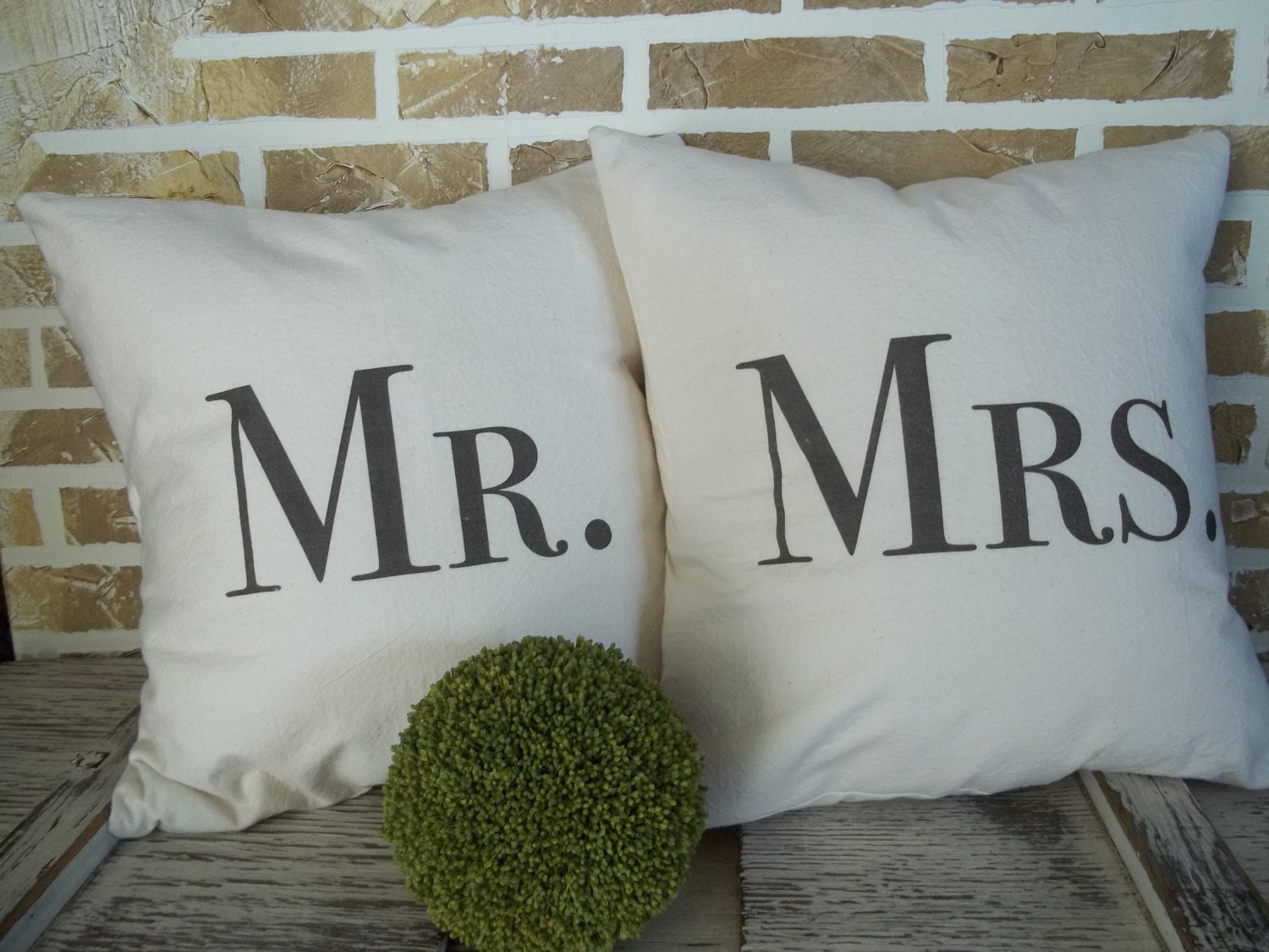 SPECIAL - Mr. and Mrs. -  Wedding - Bridal Shower - Washed Cotton Canvas Pillow