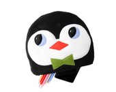 8inch penguin zipper pouch with a green bowtie -  in fleece