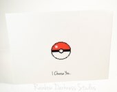 8 Bit Pokeball I Choose You Notecard