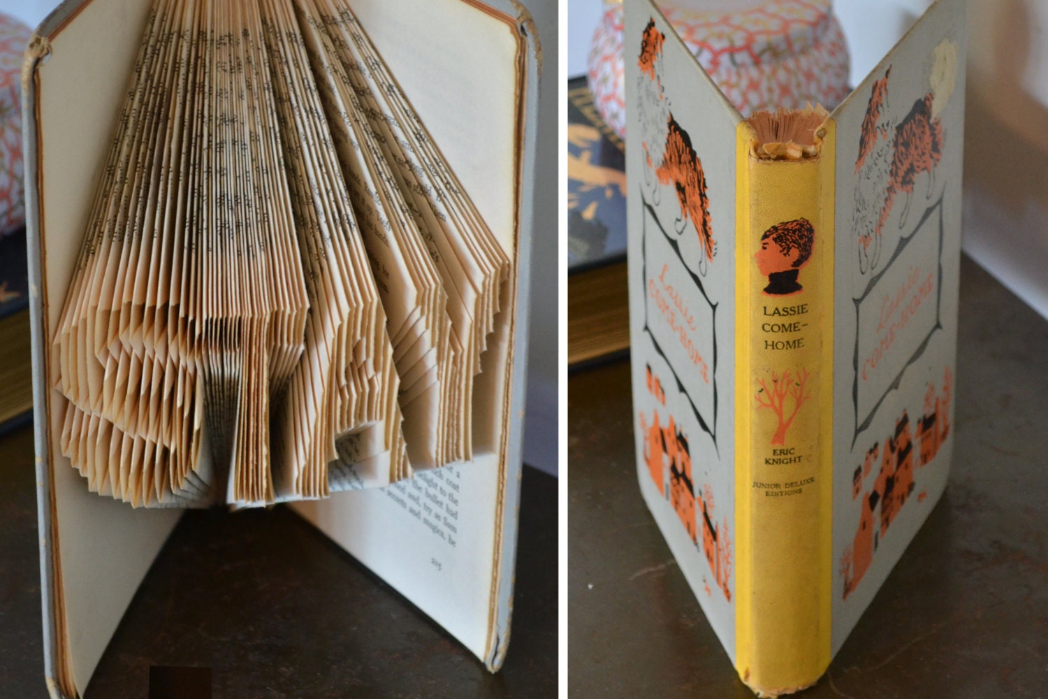 Stay - Lassie, Come Home - Folded Book Art - Recycled, Repurposed, Reclaimed