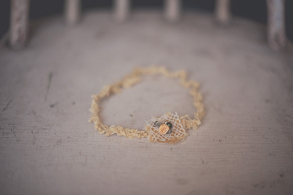 Yellow wool tie back headband