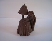 Boy Leaning on Table with Books & Lamp Pecan Shell Resin Ready to Paint