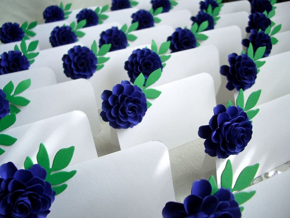 Wedding  -  ESCORT CARDS - Place Cards  - The Rosetta Paper Flowers - Custom Color - set of  50- Made To Order