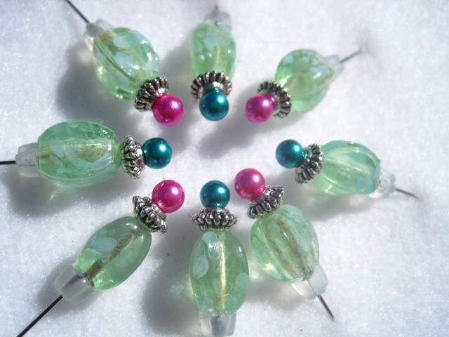 Pink and Green Decorative Push Pins
