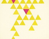 Collapse - Abstract art, mid century modern, geometric print, triangles, minimalist, simple shapes, yellow, hot pink 8x10" Giclee Print