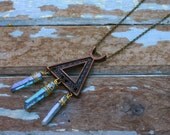 Aqua Aura Quartz Points and Copper Triangle Necklace