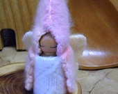 Waldorf Fairy, Guardian Angel, Wool Peg Doll, Waldorf Toy, hand dyed, upcycled wool, spring, yellow, peach, pink, white