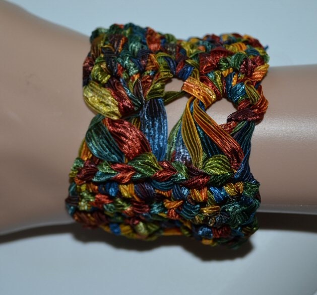 Crochet Ribbon Cuff Braclet