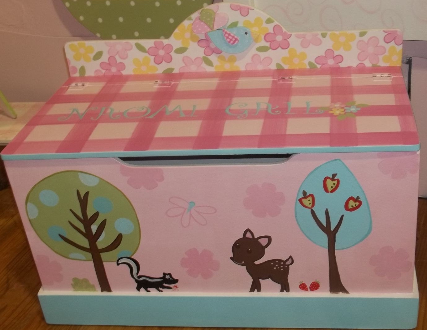 Custom TOYBOX TOY CHEST Hoos in the forest Wooden Storage Bench Storage Box Bin