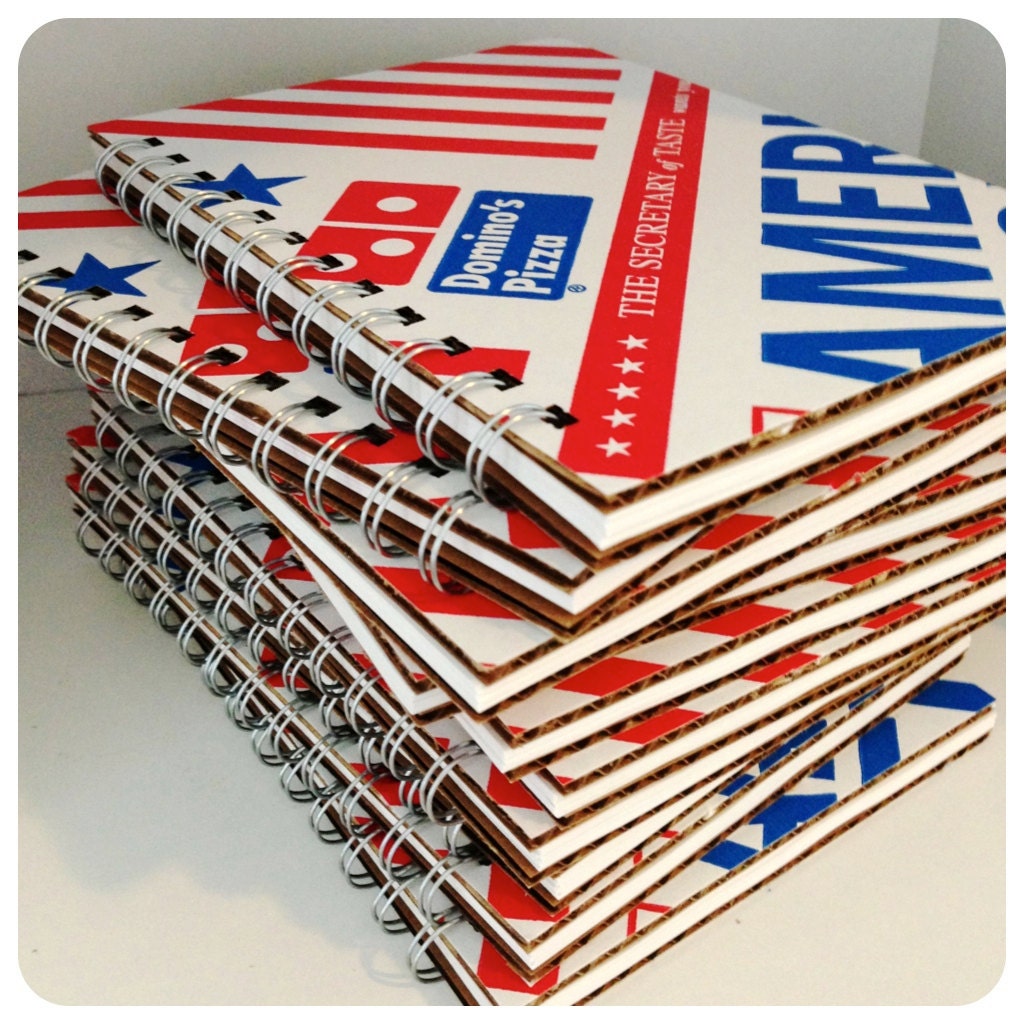 Wire Bound Blank Journal Upcycled Pizza Box Notebook Domino's Pizza