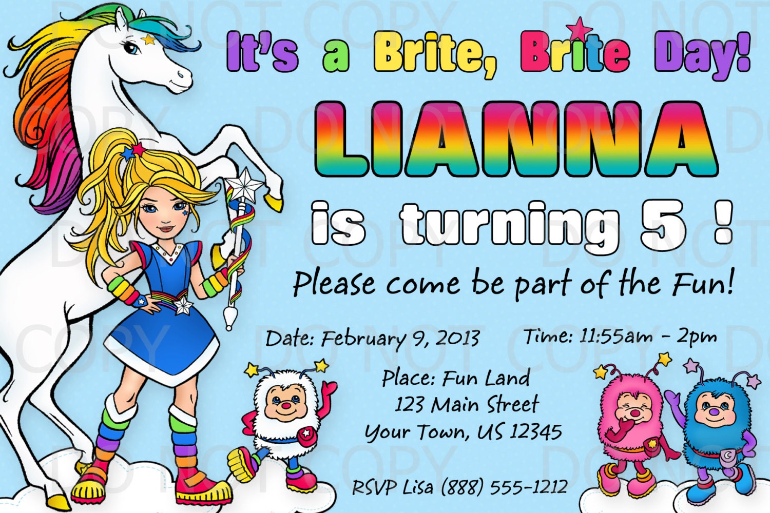 Printable DIY Rainbow Girl Birthday Party Invitation