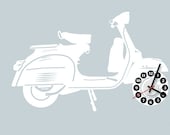 vinyl vespa clock. A real working clock movement with vinyl vespa decal