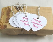 10 Handmade Happy Valentine's Day Gift Tags - Heart Shaped and pre-strung - you choose the ink color Il_170x135