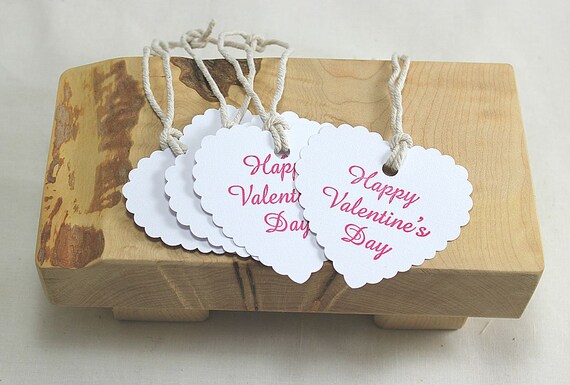 10 Handmade Happy Valentine's Day Gift Tags - Heart Shaped and pre-strung - you choose the ink color Il_570xn