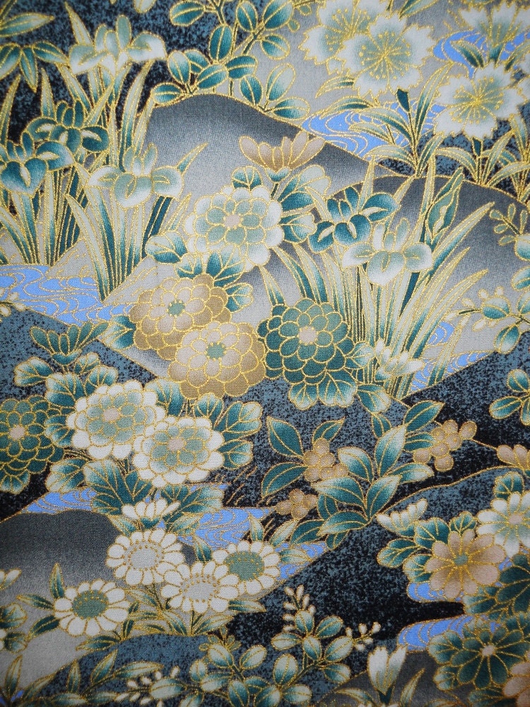 Fabric 100 Percent Pre-washed Cotton Asian Floral Design