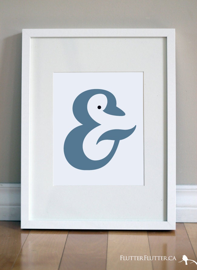 Dolphin Ampersand Animal Typographic Art Print