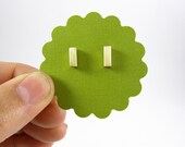 Brass Tube Stud Earrings with sterling silver posts Free shipping
