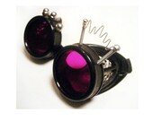 Silly Black and Silver Steampunk Cup Goggles - Many Lens Colors Available - FREE DOMESTIC SHIPPING