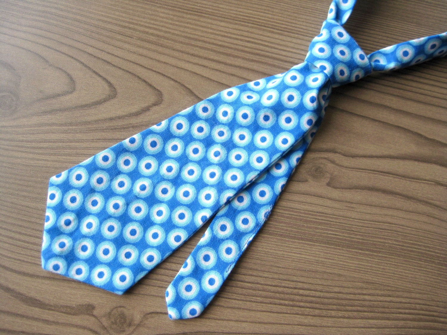 Baby / Toddler Tie - blue dots / circles