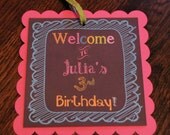 Chalkboard Doodle Collection: Square Scallop Door Sign. Party Sign. Door Sign. Welcome Sign. Birthday Sign. Chalk. Il_170x135