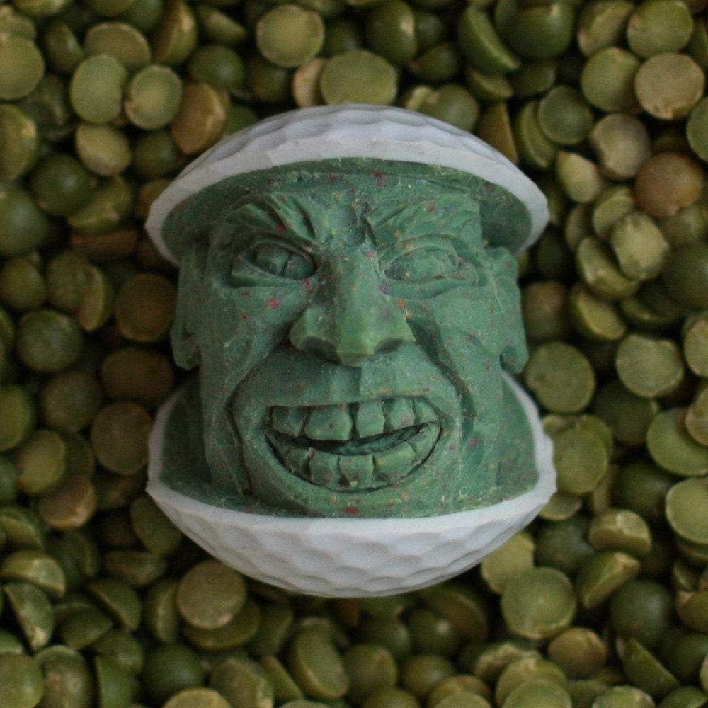 Green Hand Carved Golf Ball with a Glare