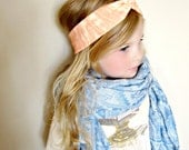 Turban Headband, Baby Headband, Organic Cotton Knit, Faux Bois in Coral, Photography Props
