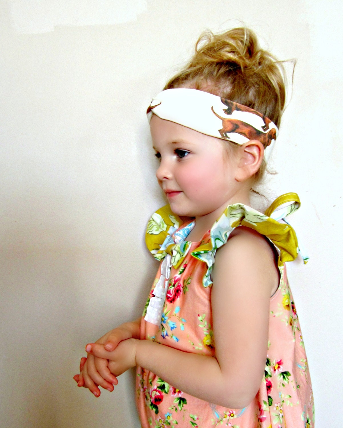 Turban Headband, Giddy Up and Grow headband, Organic Cotton Knit, WIENER DOG Print