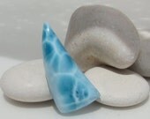 Larimar turtleback cabochon, Sea Tiger - wild volcanic blue Larimar fang - 37.0 ct