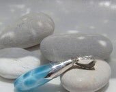 Larimar turtleback pendant, Blue Dragon Blood - superb translucent sky blue Larimar teardrop