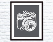 Camera Digital Print - Dark Grey - Modern Contemporary Wall Art  - Home Decor - Under 20