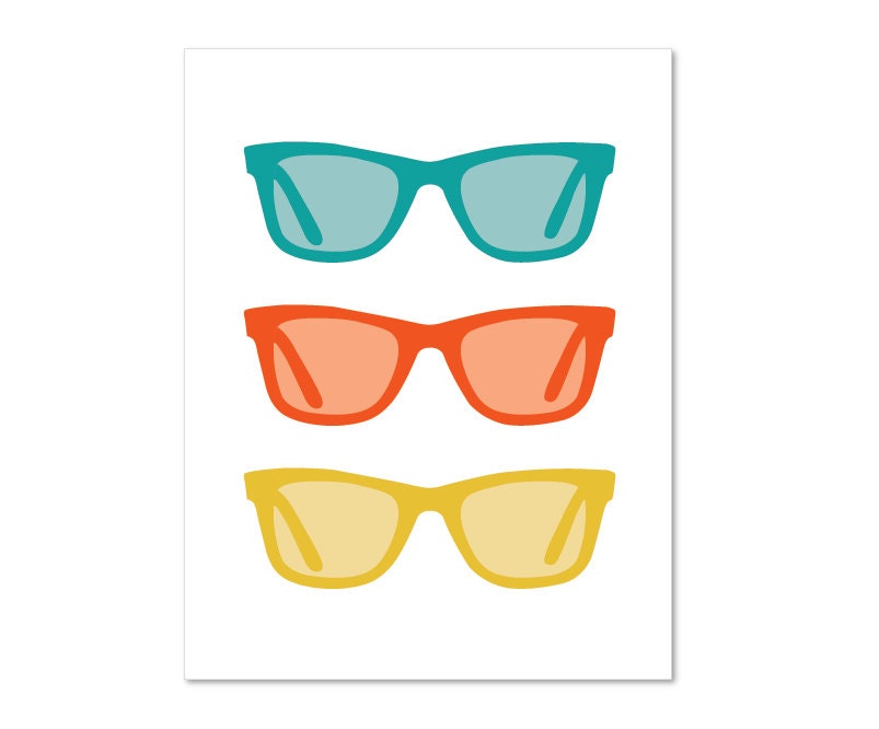 Sunglasses Digital Print Bold Summer Colors Teal by AldariArt