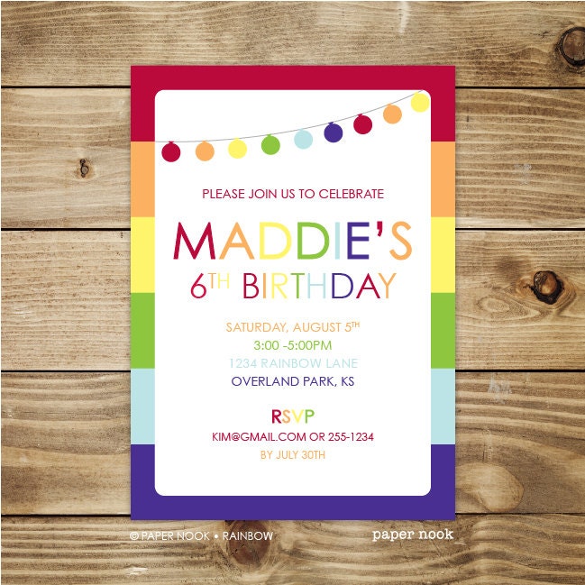 PRINTABLE - Rainbow Party Invitation