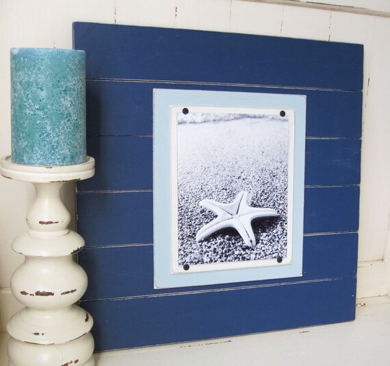 Navy Blue Distressed 8x10 Plank Frame 21X21 by ProjectCottage