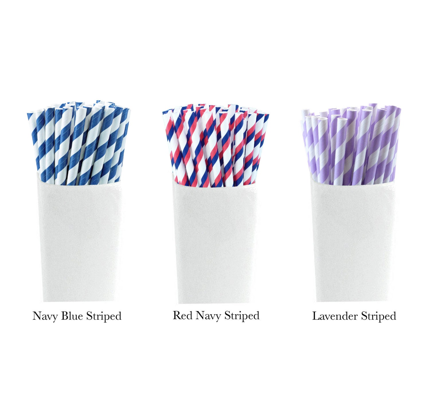 Paper Straws Navy and Lavender