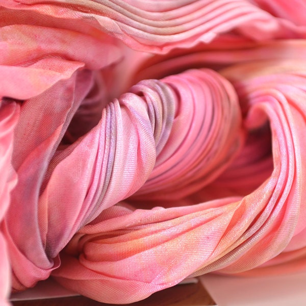 Hand Dyed Silk Scarf in Pinks and Lavenders