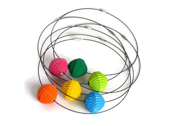 ON SALE - Neon colors: Necklace PUNTO yellow orange magenta