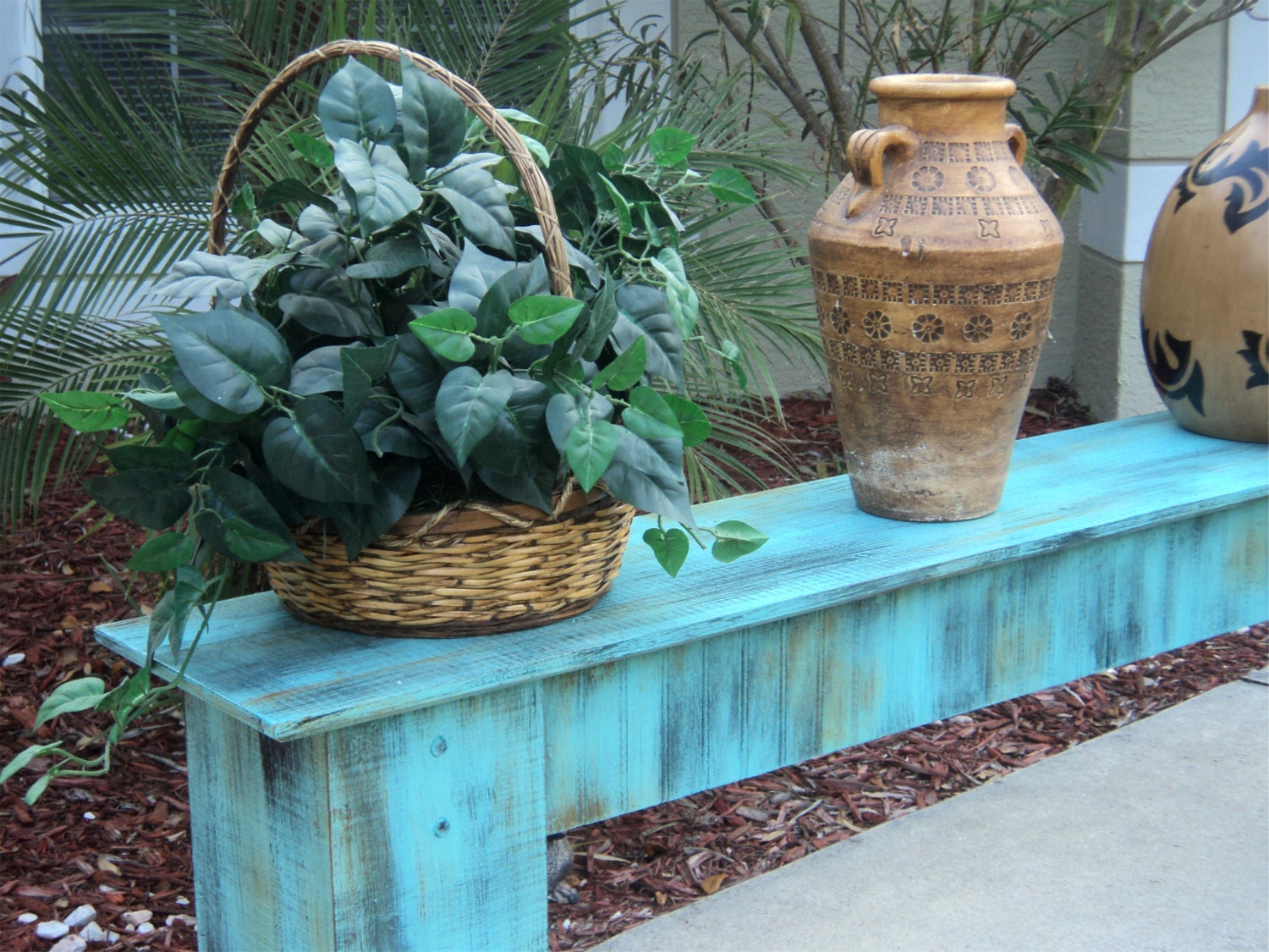 Entry Or Sofa Table, Plant Stand, Rustic Wooden Bench, Country Cottage Decor, YOU CHOOSE COLOR