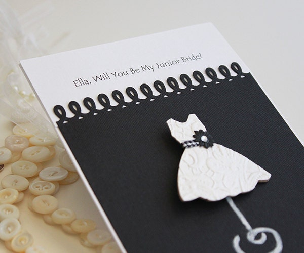 Customized JUNIOR BRIDE wedding party card, handmade paper goods classic wedding invitation for girl, chic wedding, bridal bridesmaid dress