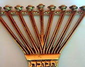 vintage  brutalist Chanukah MODERNIST brass  MENORAH candle holder Jewish Judaica folding WAINBERG travel