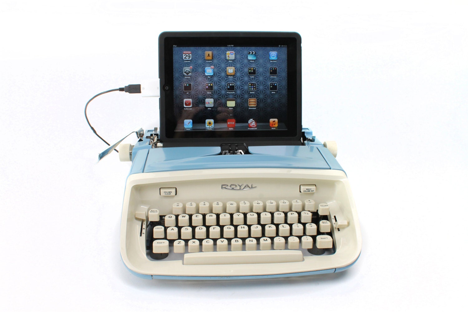 USB Typewriter Computer Keyboard -- Royal Aristocrat -- 1960s Mad Men Style