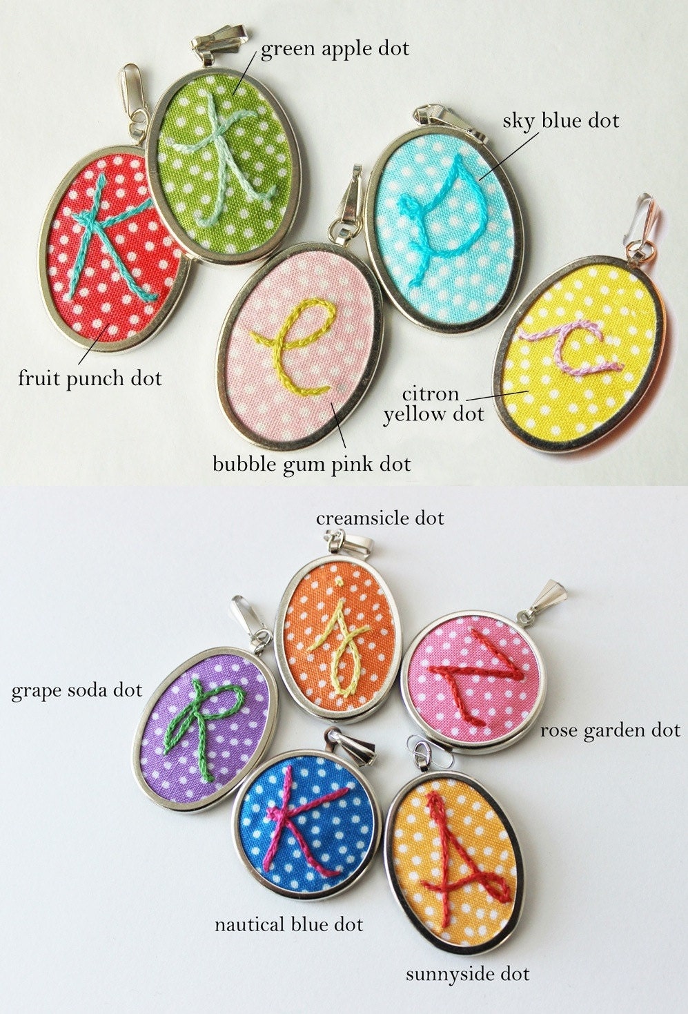 Made to Order Personalized Embroidered Initial Necklace- - 20 INCH CHAIN