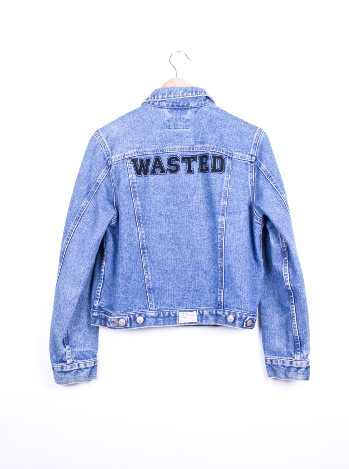 Upcycled Denim WASTED Varsity Jacket Small