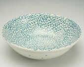 Crazy Line Bowl in Dark Teal Blue Hand Painted Ceramic Dinnerware Personal or Small Serving
