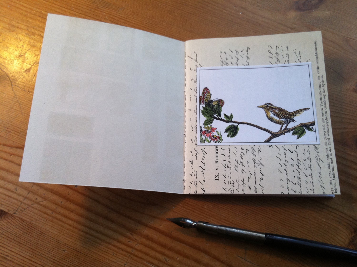 Notebook Little Bird Handbound Journal with Original Antique Cover One Of A Kind