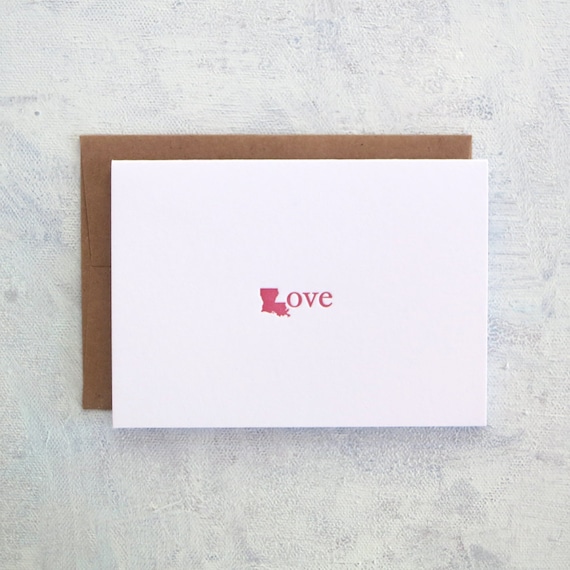 Letterpress Note Card - Louisiana Love