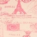 Home Dec Fabric Yardage - French Stamps - Pink and Natural - 1 Yard