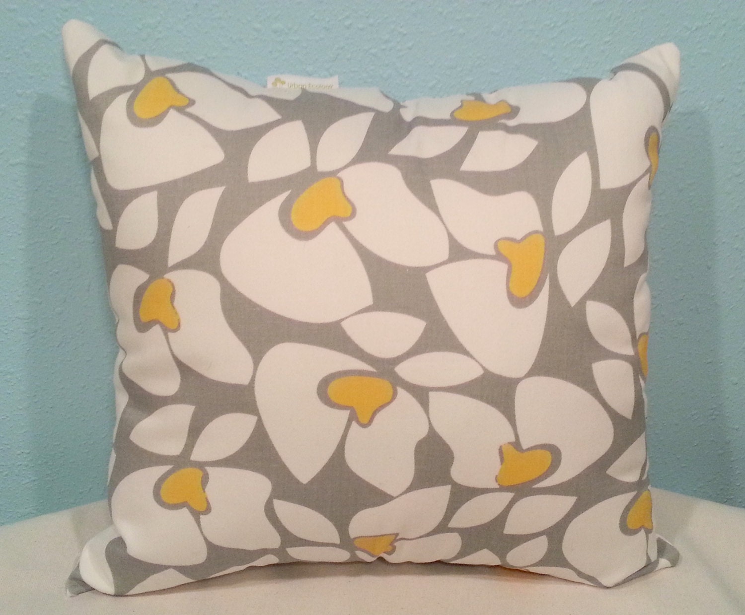 Gray, White, and Yellow Floral Fabric