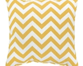 Yellow and White Chevron Pillow