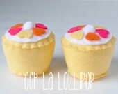 Little Lemon Sweetheart Cupcakes, set of 2